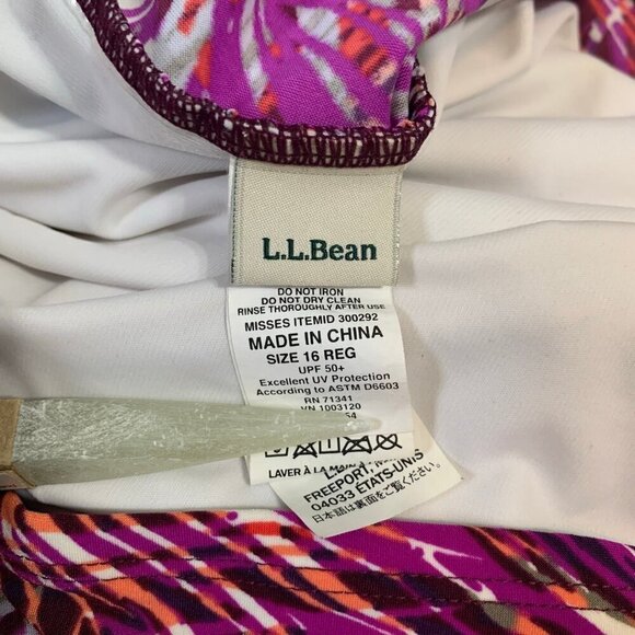 L.L. Bean purple jungle floral lined cups tankini‎ swimsuit top - Picture 6 of 9